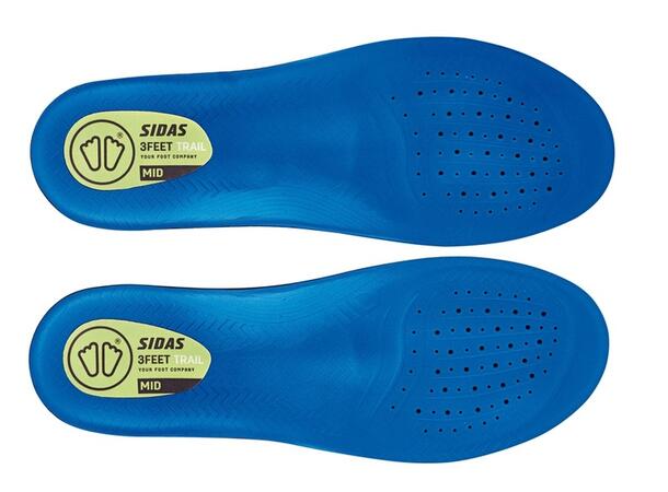 SIDAS 3FEET TRAIL MID Blå M Formade iläggssulor medelhögt fotvalv 