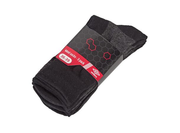 UMBRO Wool Sock 3-P Svart 36-39 3-pack ullsockar 