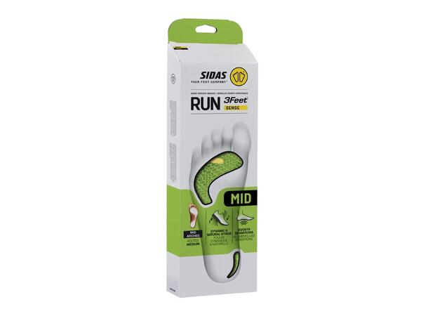 SIDAS 3FEET RUN SENSE MID Grön XL Formade iläggssulor medelhögt fotvalv 