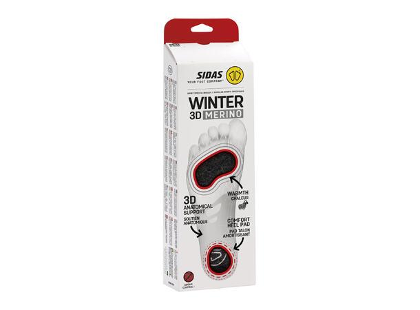 SIDAS 3D WINTER MERINO Svart XS Formade iläggssulor vintersport 